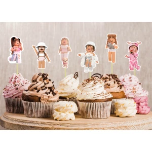 Изображение товара -  Набор топперы в кексы “Роблокс для девочки / ROBLOX“ (6шт./уп.)(Картон) (6 см) вырубка