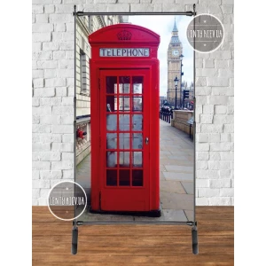 Изображение товара -  Баннер “Красная телефонная будка. Лондон“ 230х130см (виниловый) (каркас отдельно) -
