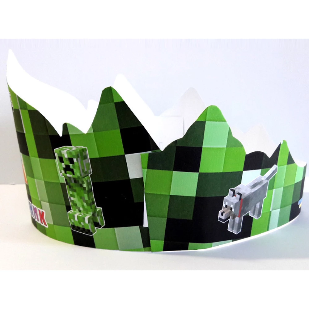 Корона картонная тематическая детская “Майнкрафт“ (малотиражные издания)- Русский