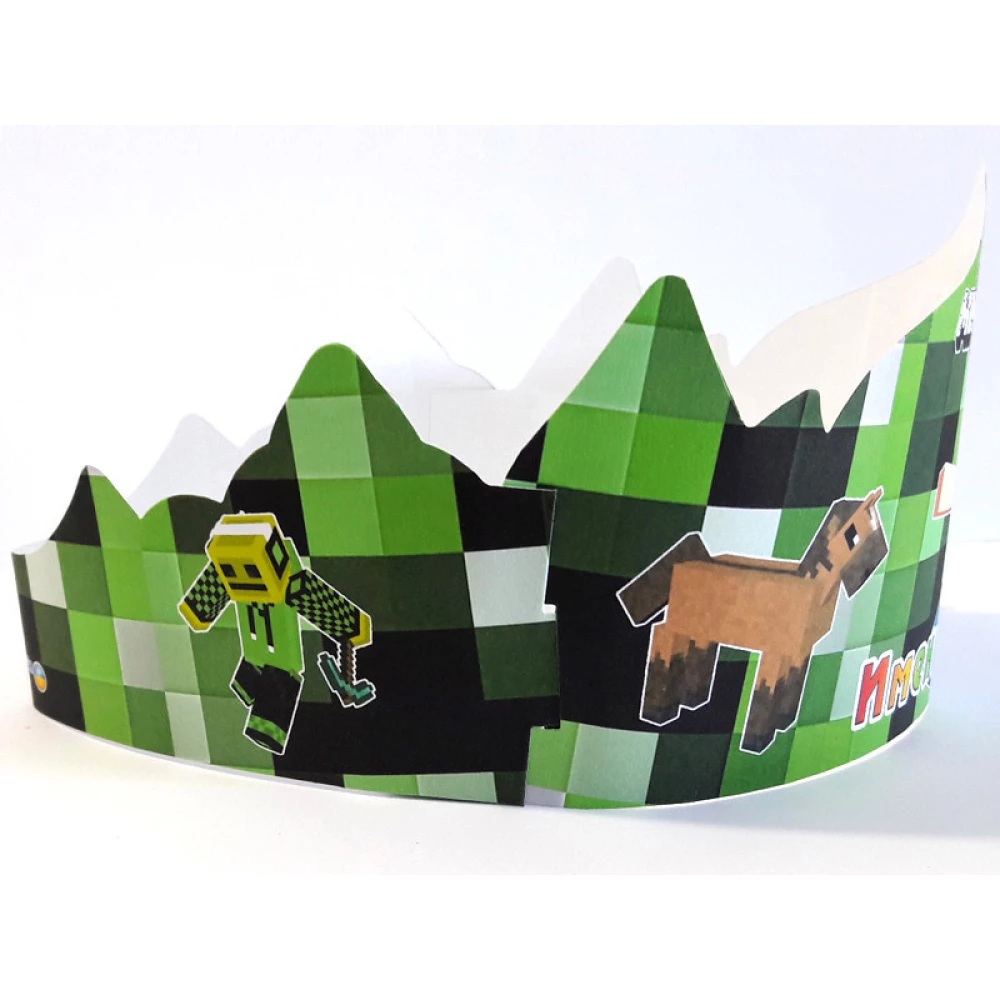 Корона картонная тематическая детская “Майнкрафт“ (малотиражные издания)- Русский