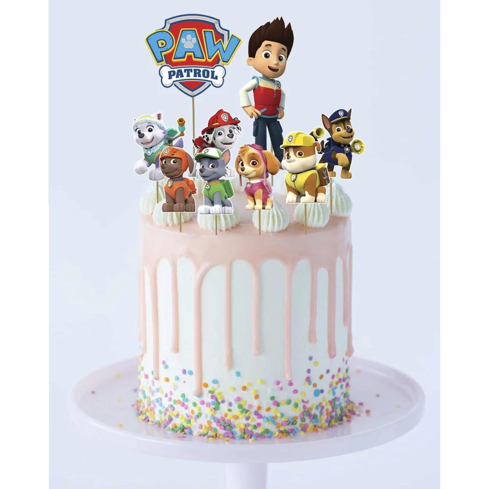 Великий Набір середні топпери в торт вирубка (КАРТОН) (9см.) “Щенячий патруль“ (9шт./уп.) №1-