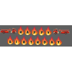 Изображение товара -  Гирлянда фигурная “Пожарники“ Happy Birthday + 2 пожарные машины