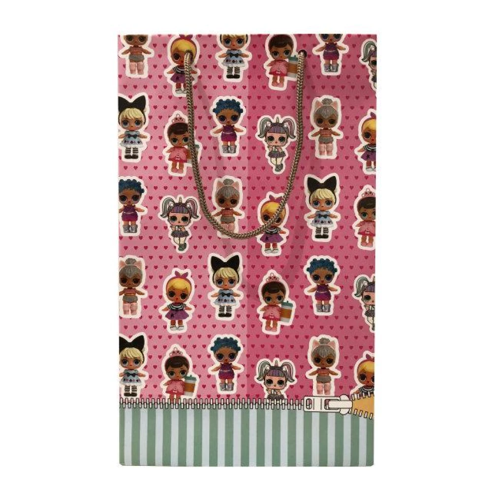 Подарочный пакет “Куклы Лол“ 16 х 27 см (мятно-розовый)