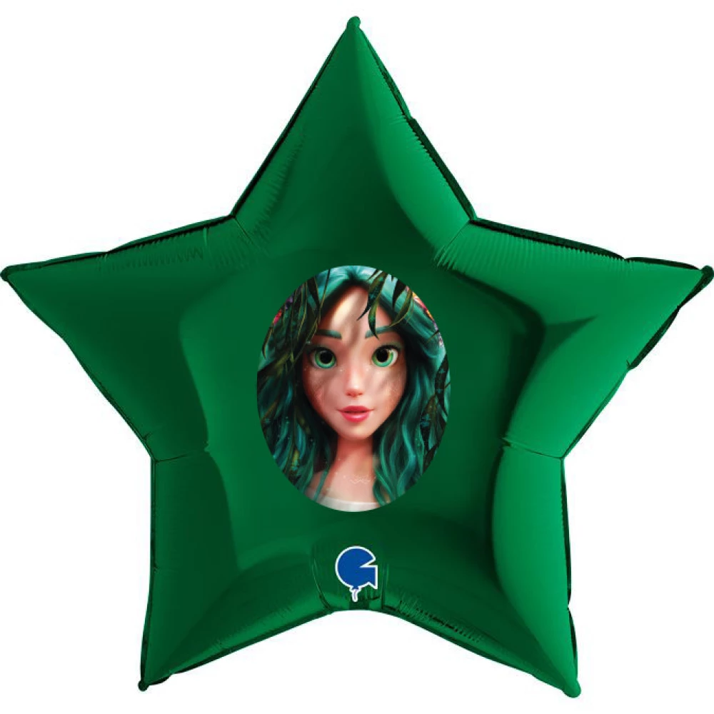 Наклейка “Мавкa лісова“ овальна розміром 26х20 см (поштучно, без кулі) на кулю 36“