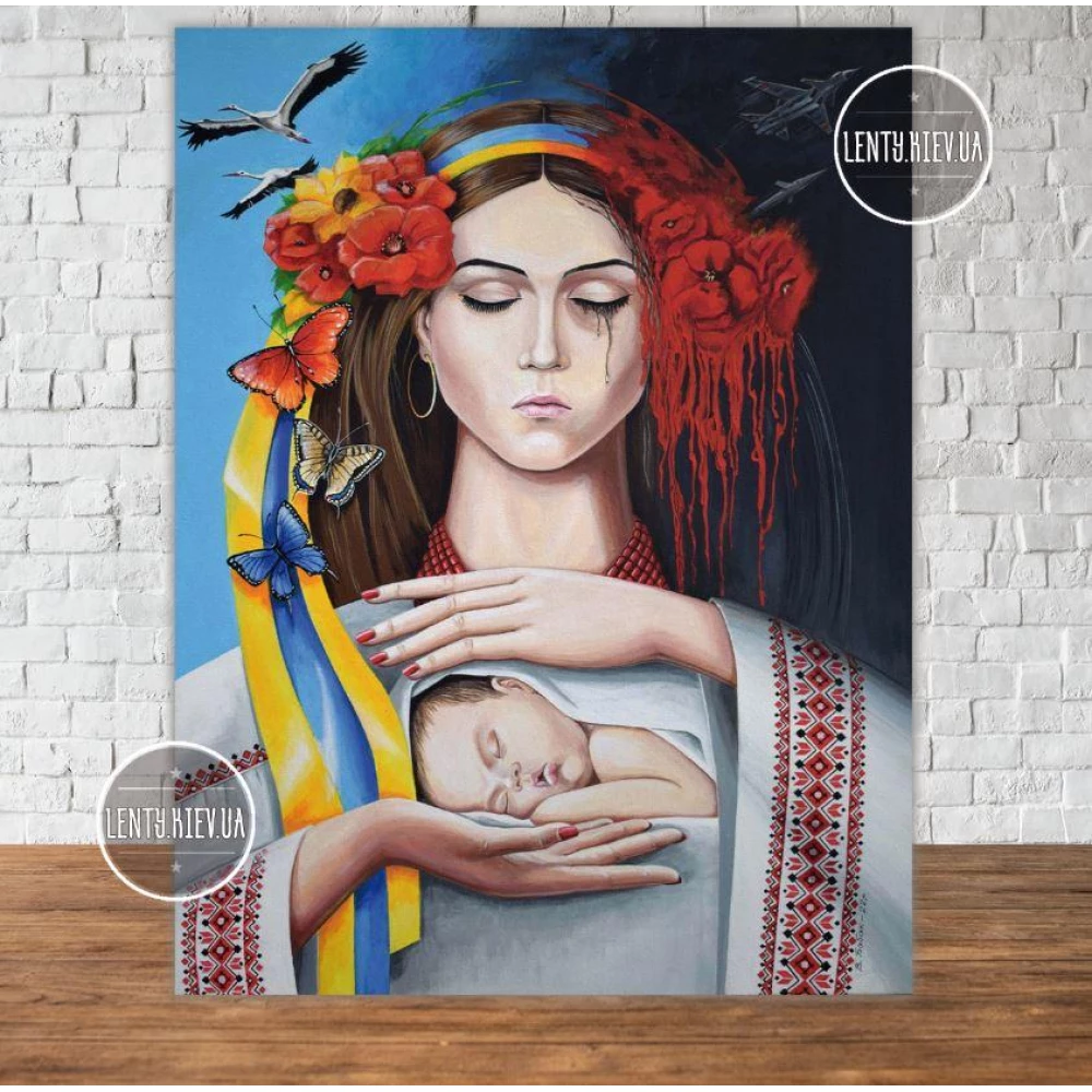 Патриотический баннер ко Дню матери “Украинка с ребенком. Берегиня“ 420х320 см Фотозона