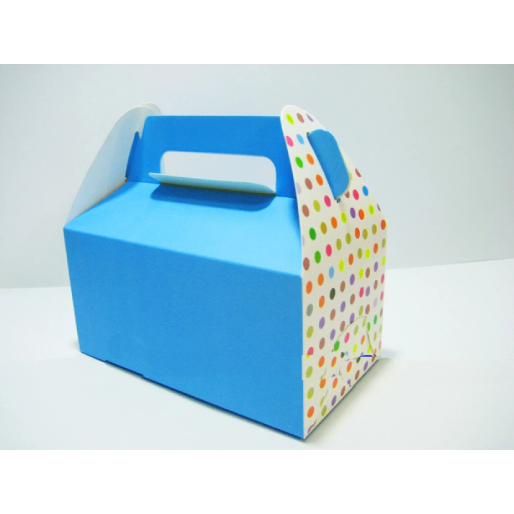 Коробочки для подарунків і частувань 16Х9х8 см Блакитні в різнобарвний горох