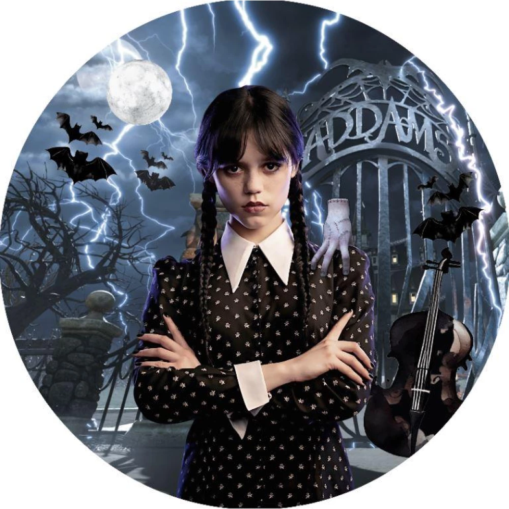 Круглый баннер “Венсдей / Венздей / Уенсдей Аддамс Замок“ 2.20х2.20- Фотозона (виниловый) -