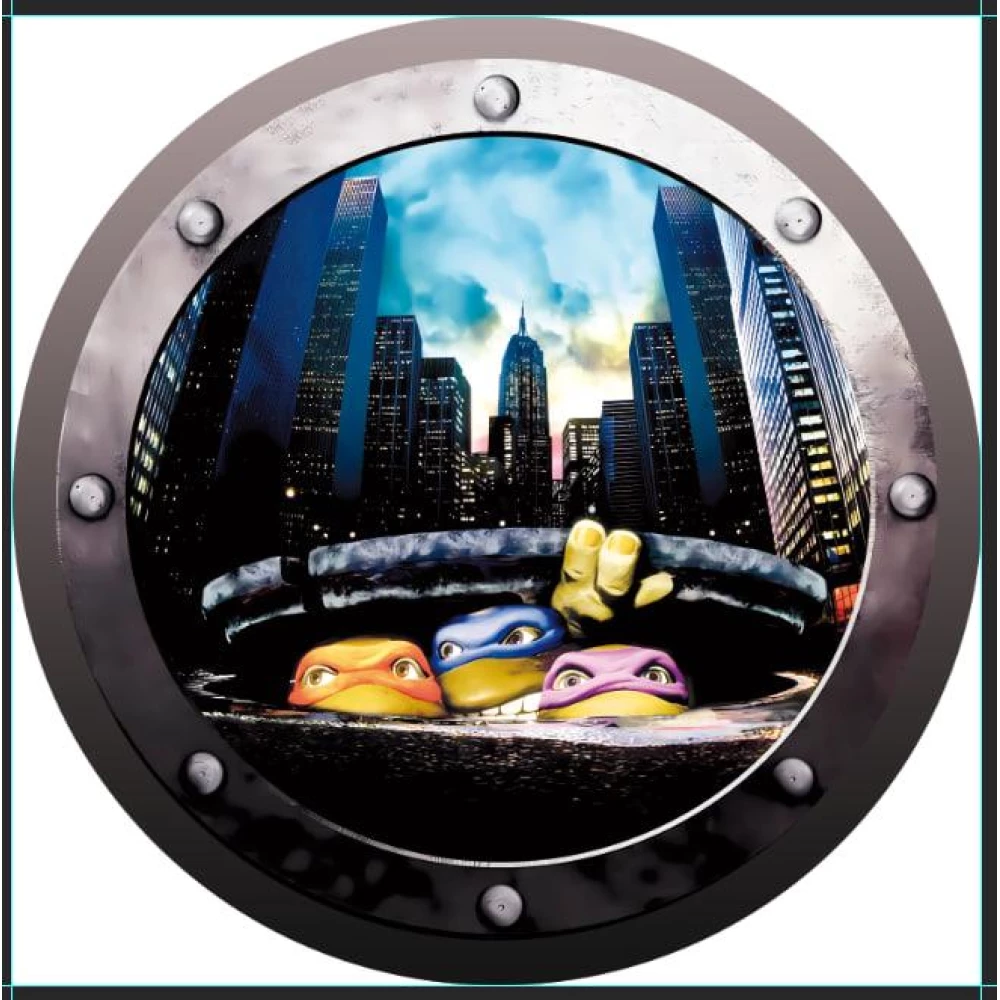 Круглый баннер “Черепашки Ниндзя“ 2.20х2.20- Фотозона (виниловый) -