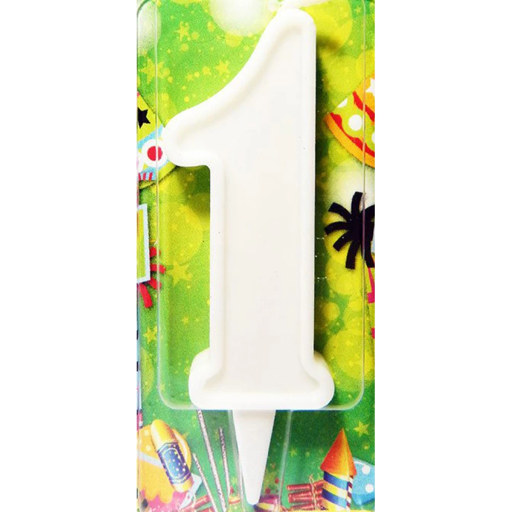 Свеча цифра в торт белая- 1