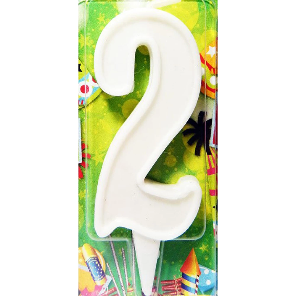 Свеча цифра в торт белая- 2