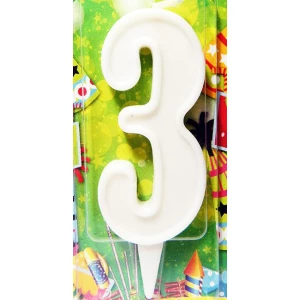 Изображение товара - Свеча цифра в торт белая- 3