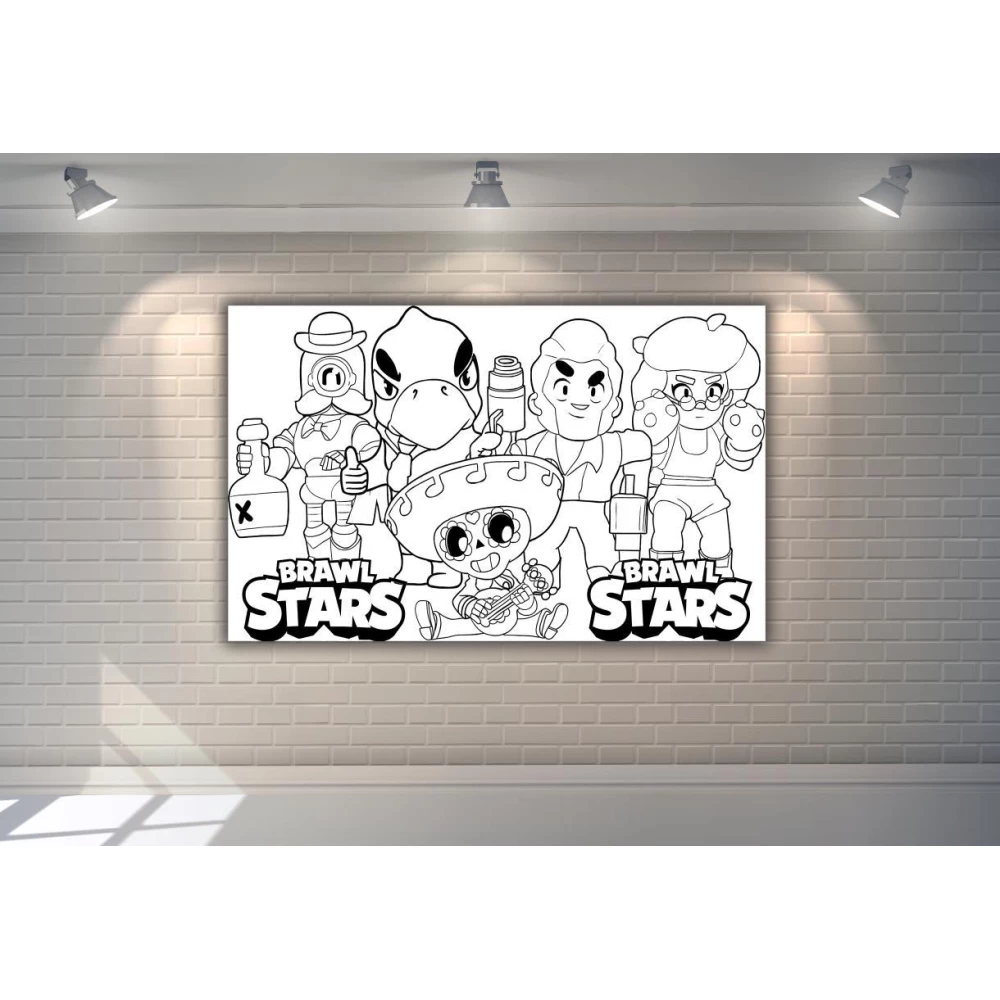 Плакат - Раскраска “Бравл Старс/Битва звезд“ №1 120х75 см