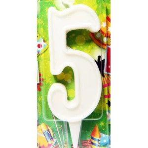 Изображение товара - Свеча цифра в торт белая- 5