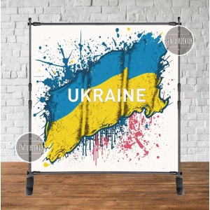 Изображение товара -  Патриотический баннер “Символика: флаг Украины. Гранж стиль“ 2х2м (каркас отдельно)