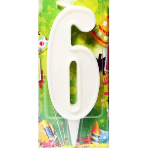 Изображение товара - Свеча цифра в торт белая- 6