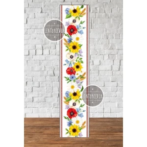 Изображение товара - Патриотический баннер “Цветы Украины: маки, подсолнухи“ 0,85х3,9м (размер может быть любой)