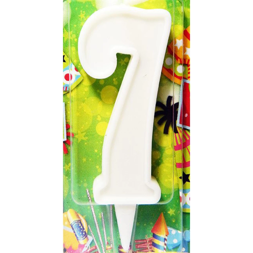 Свеча цифра в торт белая- 7