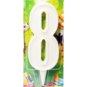 Изображение товара - Свеча цифра в торт белая- 8