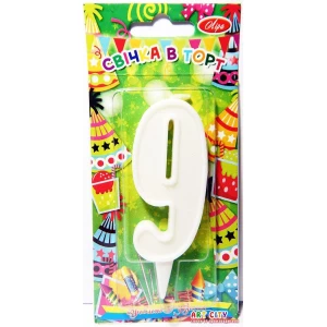 Изображение товара - Свеча цифра в торт белая- 9