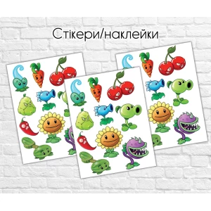 Изображение товара -  Наклейки стикеры “Растения против зомби“ РАСТЕНИЯ - 12х17 см