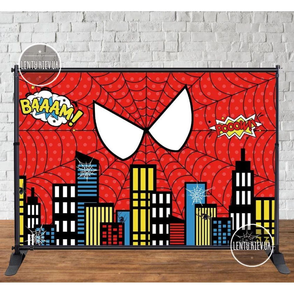 Баннер “Человек паук. Город. Фон“ 3х2м - Фотозона (виниловый) на День рождения -
