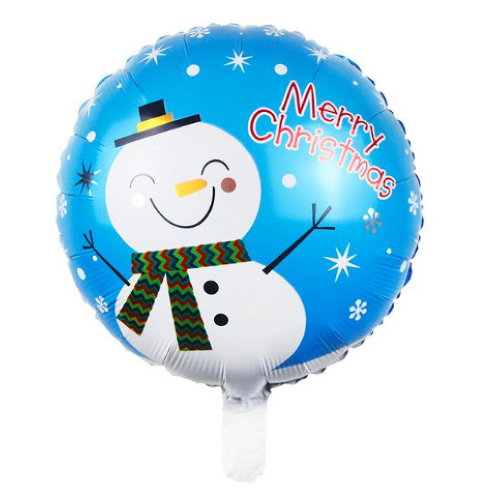 Фольгированный шар круглый с рисунком новогодним “Снеговик Merry Christmas“ 45 см