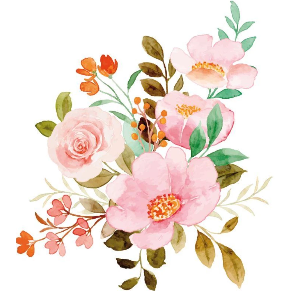 Наклейка для ростовой фигуры “Розовые цветы, цветочная композиция“ 80х71см  (без обреза по контуру)