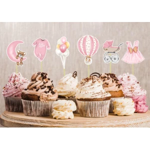 Изображение товара -  Топперы “Baby Girl“ средние топперы в кексы  (6 см) вырубка (6шт./уп.)(Картон)