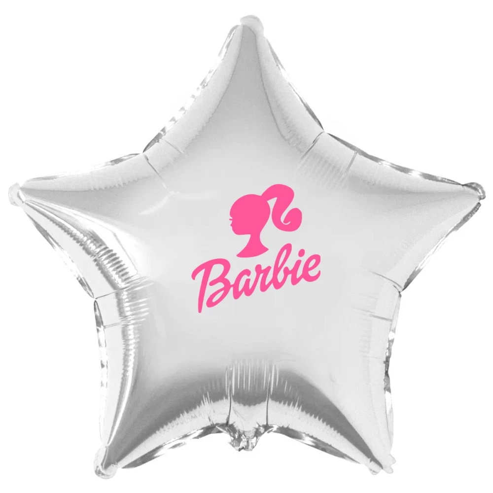 Наклейка “Барбі“ лого + силует оракал на кульку 18“ (поштучно, без кульки)