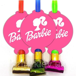 Изображение товара - Язычки - гудки “Барби“ розовые + лого (6 шт/уп) в стиле карнавальные малотиражные -