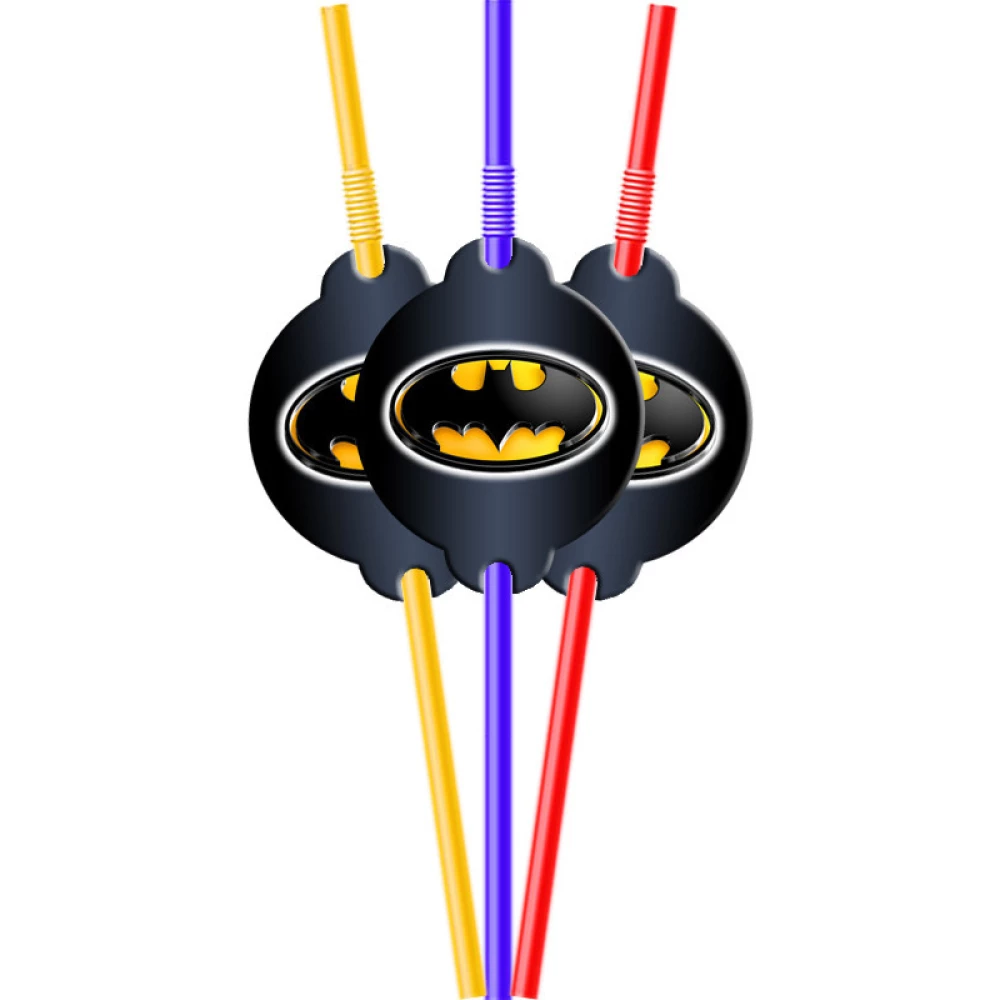 Коктейльні трубочки з гофрою Бетмен/Бетмен (Чорний) (10 шт.) малотиражне видання-