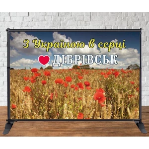 Изображение товара - Патриотический баннер “С Украиной в сердце + название города / села“ 3х2м Фотозона (без каркаса)