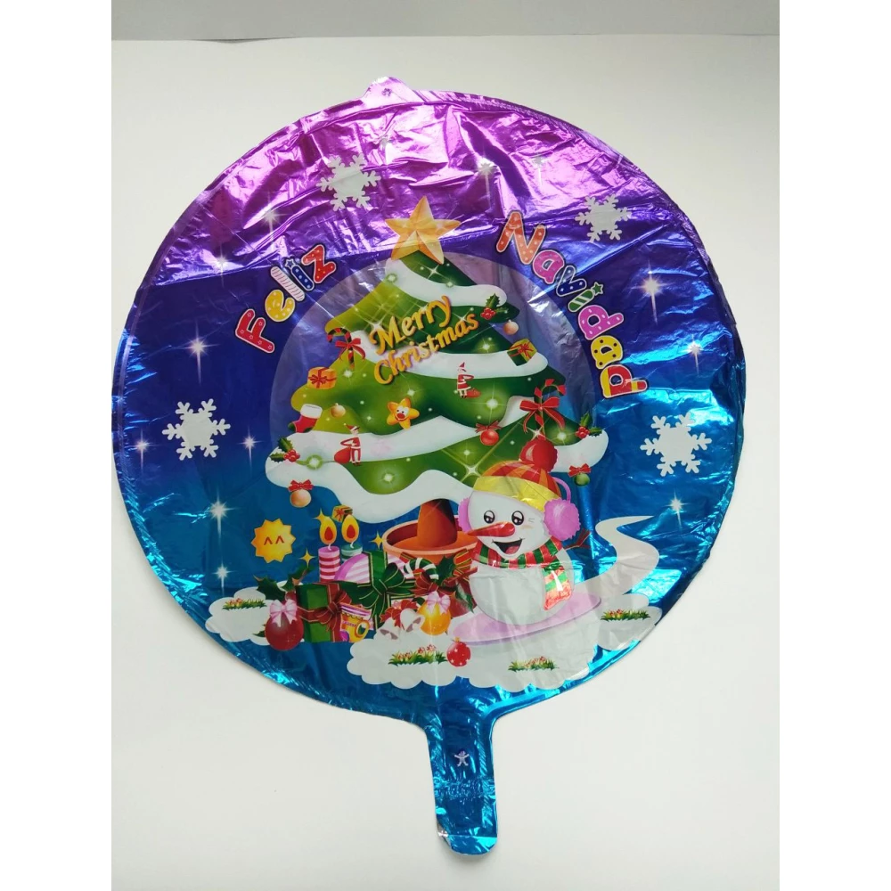 Фольгированный шар круглый с рисунком новогодним “Снеговик Merry Christmas“ 45 см