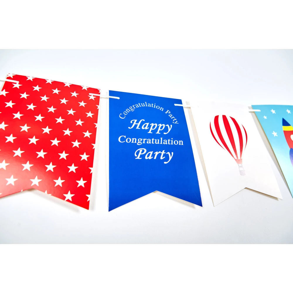 Гірлянда прапорці в стилі “Космос“ (різнокольорові) (10-ть прапорців)