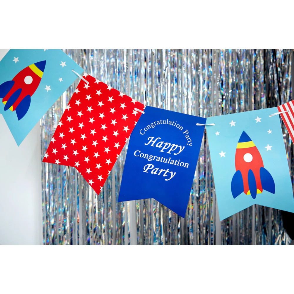 Гірлянда прапорці в стилі “Космос“ (різнокольорові) (10-ть прапорців)