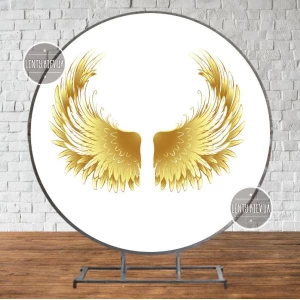 Изображение товара - Круглый Баннер крещение + золотые крылья d=210см - Фотозона (виниловый) Без надписи