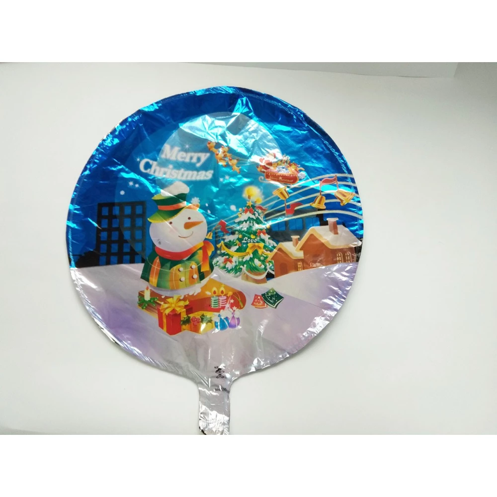 Фольгированный шар круглый с рисунком новогодним “Снеговик Merry Christmas“ 45 см