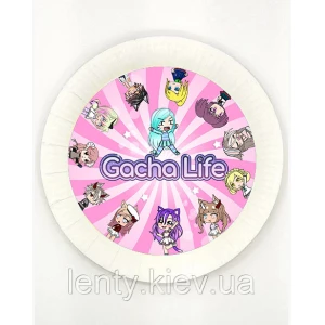 Изображение товара -  Тарелки “Гача Лайф / Gacha life“  бумажные белые 18см (Поштучно) малотиражные тарелочки -