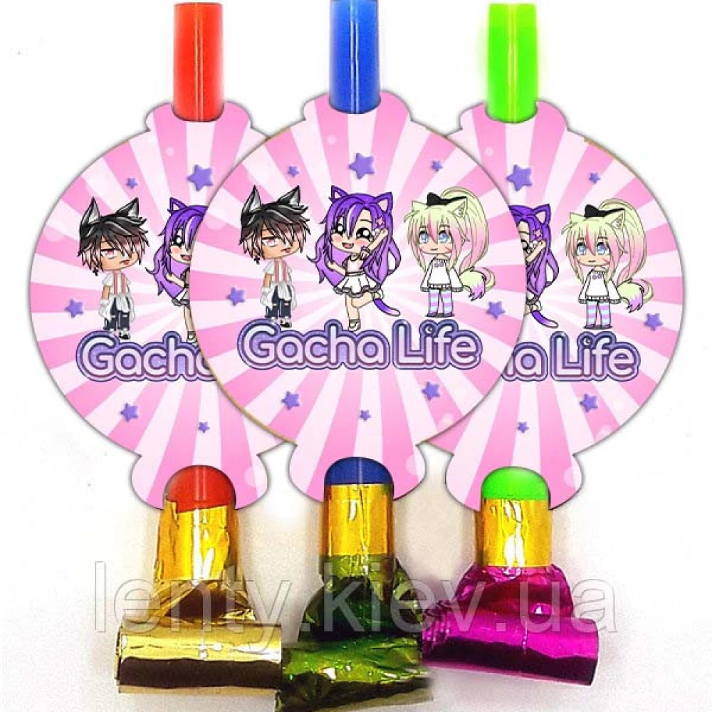 Язычки - гудки “Гача Лайф / Gacha life“  (6 шт/уп) карнавальные малотиражные -
