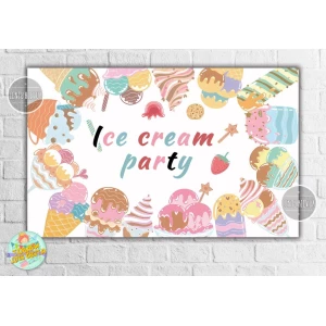 Изображение товара -  Плакат “Мороженое Ice cream party“ - 120х75 см для Кенди - бара английский