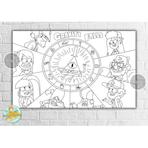 Изображение товара -  Плакат - Раскраска “Гравити Фолз“ 120х75 см