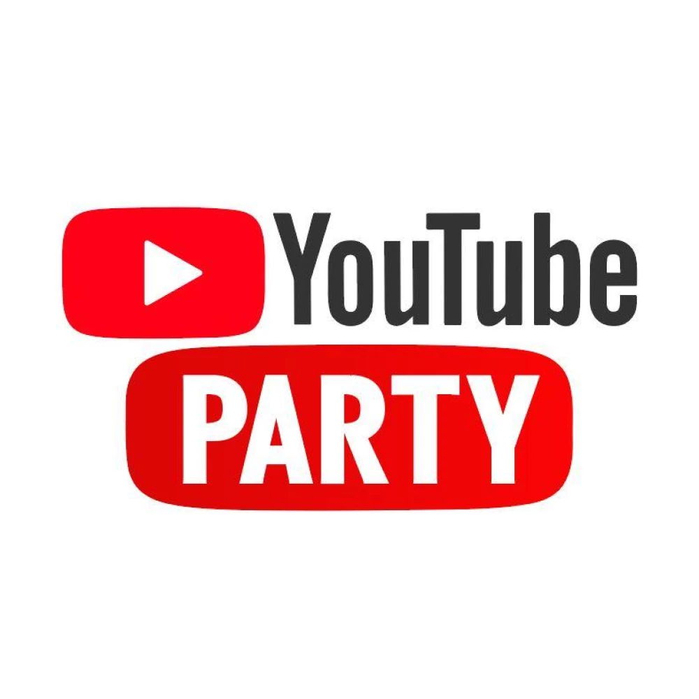 Наклейка для баннера / фигуры “Ютюб. Party. YouTube лого“ 70х37см (без обреза по контуру)