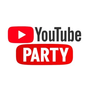 Изображение товара -  Наклейка для баннера / фигуры “Ютюб. Party. YouTube лого“ 70х37см (без обреза по контуру)